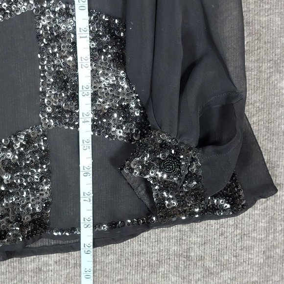 Creazioni Effeci Shirt Womens M Black Chiffon Long Sleeve Semi Sheer Blouse - Picture 5 of 11